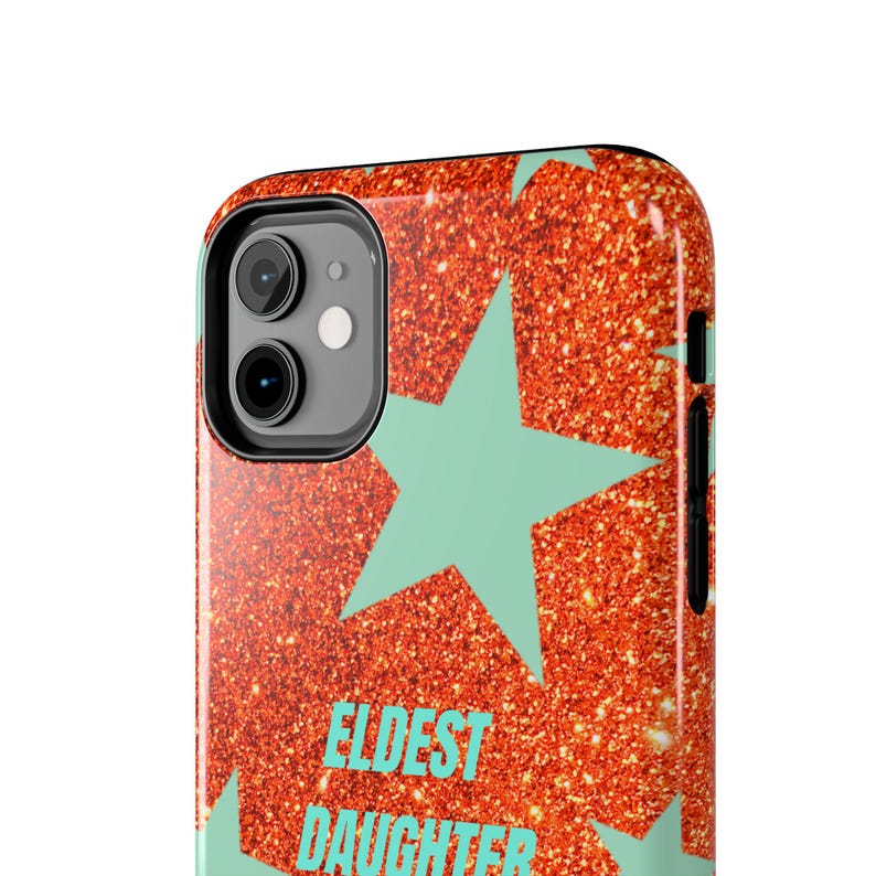 Eldest Daughter Phone Case Sparkly Orange Glitter Star Design, Trendy iPhone Case, Protective Cover image 5