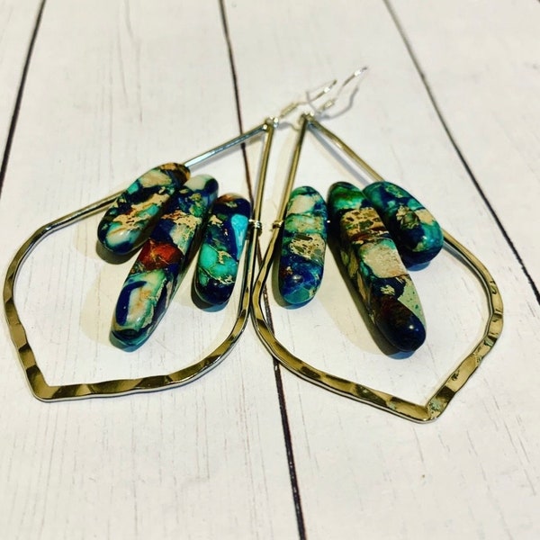 Picasso  Blue Ocean Jasper Earrings