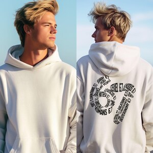 May include: A white hoodie with a front and back view. The back of the hoodie features a black graphic design with the text "Ezekiel 6:7" and other biblical verses. The hoodie is made of a soft, comfortable material.