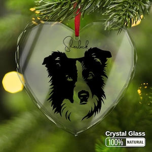 Gepersonaliseerde hartvormig hondenornament - aangepast glazen ornament voor huisdier - uniek vakantiecadeau voor hondenliefhebbers Gif huisdier vakantie cadeau hond aandenken cadeau