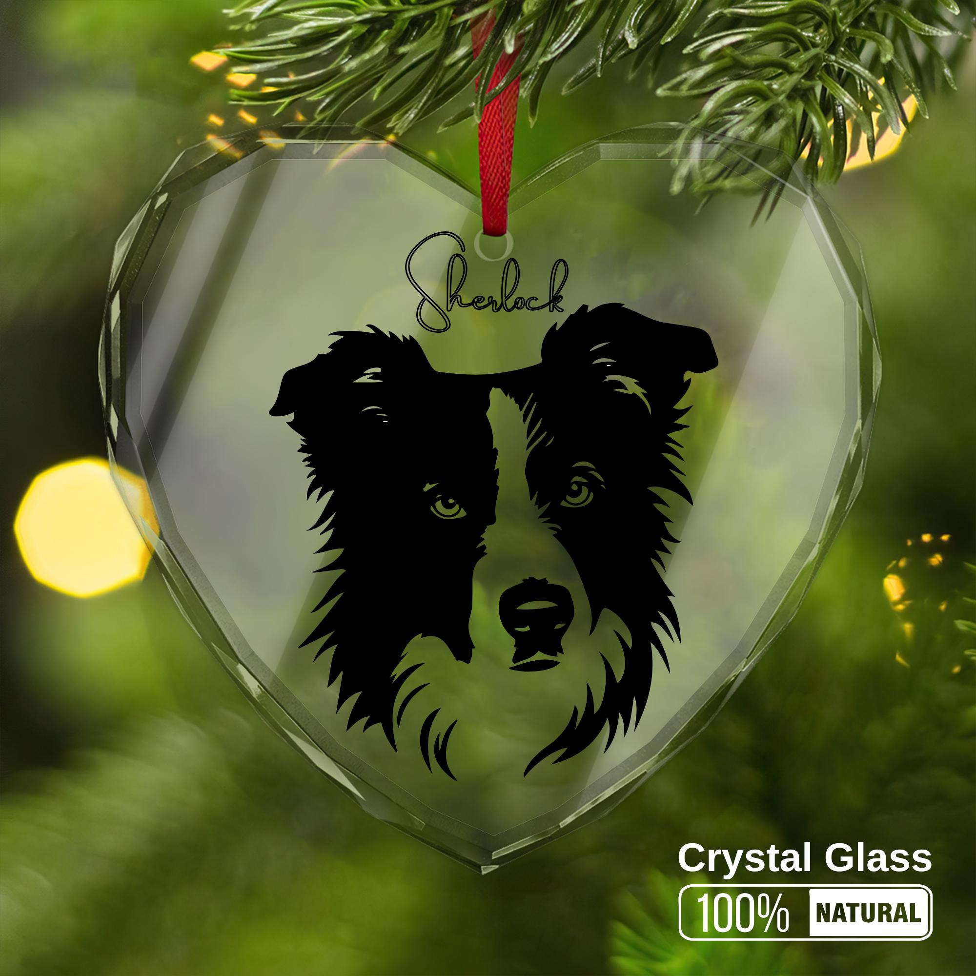 Personalized Heart-Shaped Dog Ornament - Custom Pet Glass Ornament - Unique Holiday Gift for Dog Lovers Pet Holiday Gif Dog Keepsake Gift