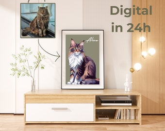 Gepersonaliseerde kunst Cat Anime Style Aangepaste huisdierportretten met behulp van huisdierfotogeschenken Aangepaste hond huisdier Memorial Digitale hondenportret Huisdier tekening huisdier kunst