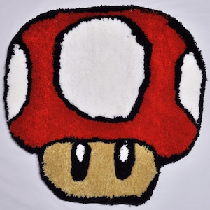 Red Mario Mushroom Rug