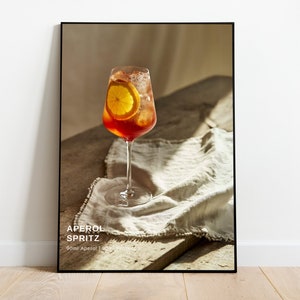 Impresión de Aperol Spritz / Impresiones de cócteles / Póster de verano / Póster de ingredientes de cócteles / Póster de cócteles italianos / Impresiones de alta definición