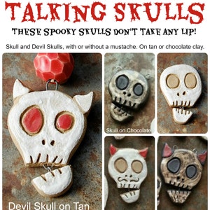 Talking Skulls / Ceramic Skull "Talking" Pendant (Made When Ordered)