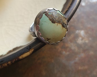 Mountain and River / Turquoise and Sterling Ring Size 8