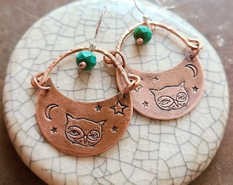 Night Owl / Copper and Turquoise Earrings