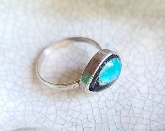 Blue / Turquoise and Sterling Ring 7.25