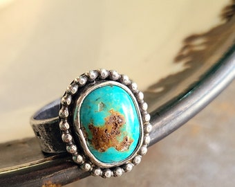 Seeing Stars / Turquoise and Sterling Ring Adjustable