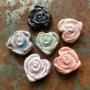 La Vie En Rose / Ceramic Heart Rose Bead Pre-Order