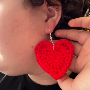 Crocheted heart earrings