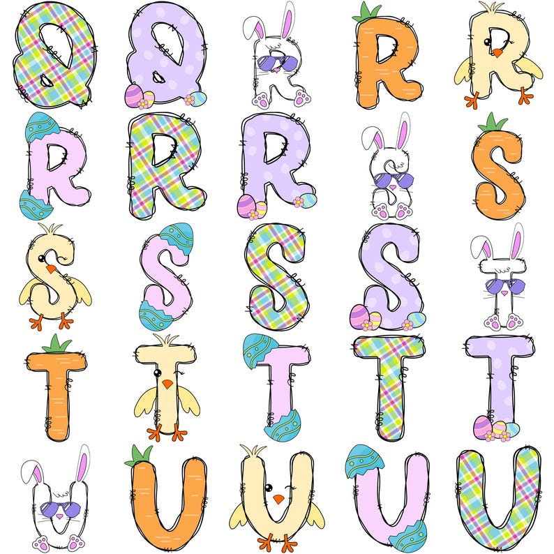Easter Alphabet Letters PNG Bundle – Bunny Easter Clipart Sublimation ...