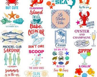 Sommer-PNG-Bundle | Strand-Feeling-PNG | Salziger Sommer-PNG | Sommerurlaubs-Designs | Meer- und Ozean-Sublimations-PNG
