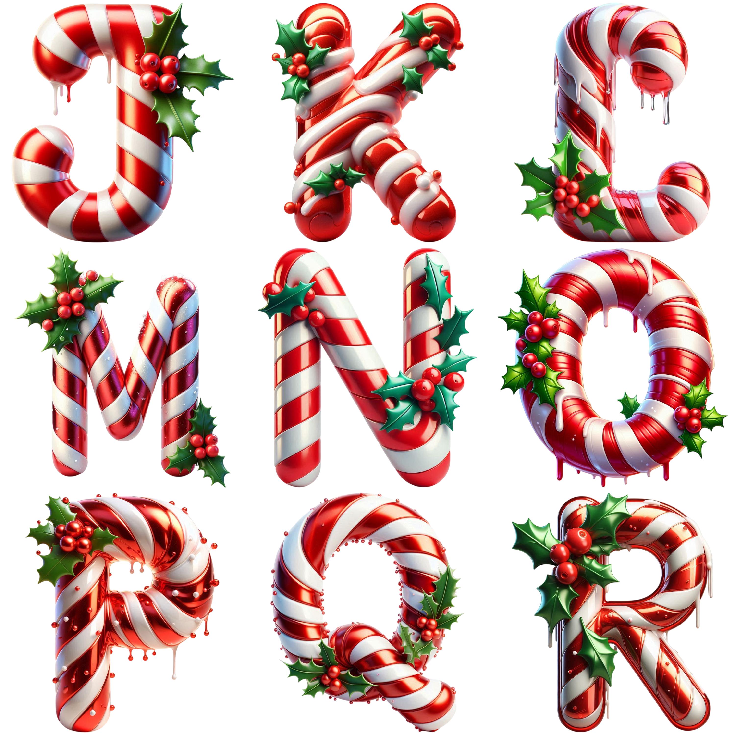 Christmas Alphabet PNG | Candy Cane Holiday Letters Clipart | Festive ...