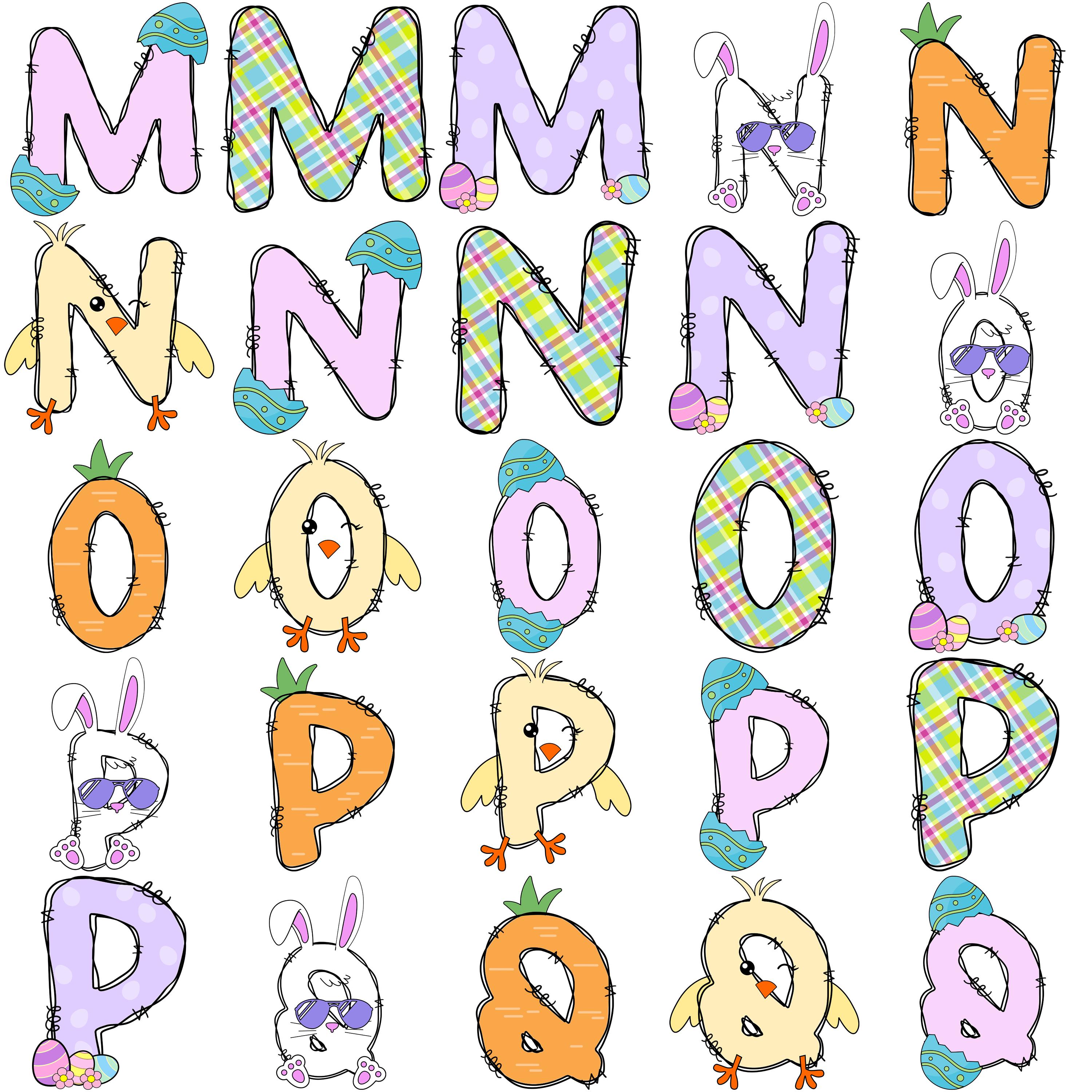 Easter Alphabet Letters PNG Bundle – Bunny Easter Clipart Sublimation ...
