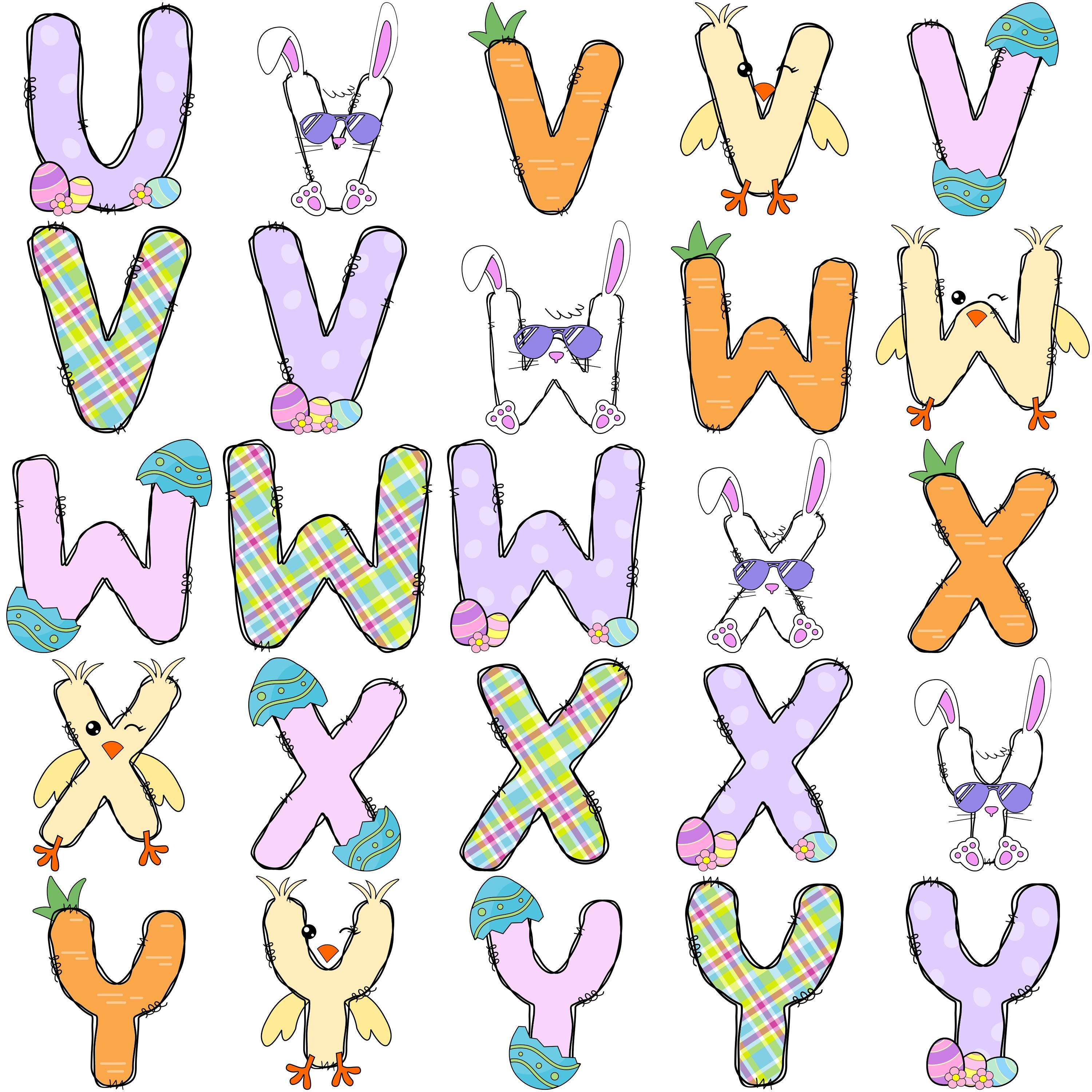 Easter Alphabet Letters PNG Bundle – Bunny Easter Clipart Sublimation ...