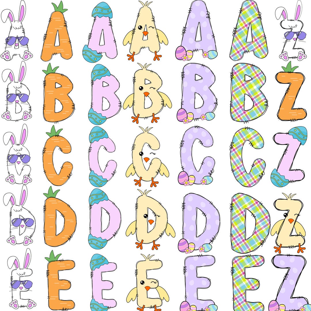 Easter Alphabet Letters PNG Bundle – Bunny Easter Clipart Sublimation ...