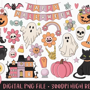 Pacote PNG de Halloween retrô: mais de 200 designs assustadores de sublimação