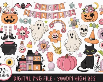 Retro Halloween PNG Bundle: 200+ Spooky Sublimation Designs