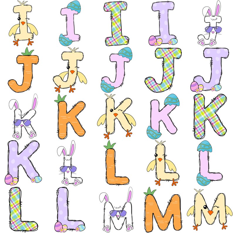 Easter Alphabet Letters PNG Bundle – Bunny Easter Clipart Sublimation ...