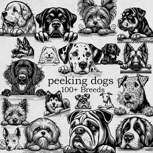 Dog Breeds Peeking SVG Bundle: 100+ Cut Files (Digital Download