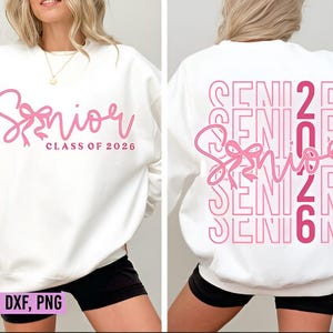 Senior 2026 SVG PNG: Coquette Bow Graduation Design (Digital Download