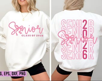 Diseño SVG PNG para graduados de 2026 / Lazo coqueto para graduación / SVG de la clase de 2026 para Cricut y Silhouette / PNG rosa para sublimación de graduados