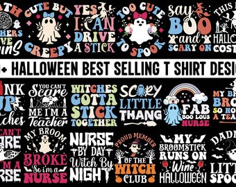 Halloween-Bundle | PNG-Sublimationsdesigns | Vintage-Halloween-Cliparts | Gruselige Sprüche (PNG) | Halloween-Deko & Bastelideen