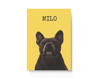 Diario personalizado para cuadernos de mascotas, ilustración animada de mascotas, arte personalizado para mascotas, retrato de mascotas