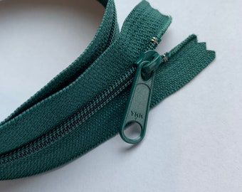 YKK Nylon Coil #4.5 Handbag Pull Closed Bottom Non-Separating Zipper 14 inch YKK col. 830 Forest Green