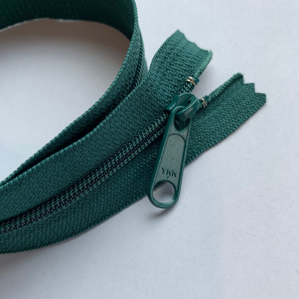 YKK Nylon Coil #4.5 Handbag Pull Closed Bottom Non-Separating Zipper 14 inch YKK col. 830 Forest Green