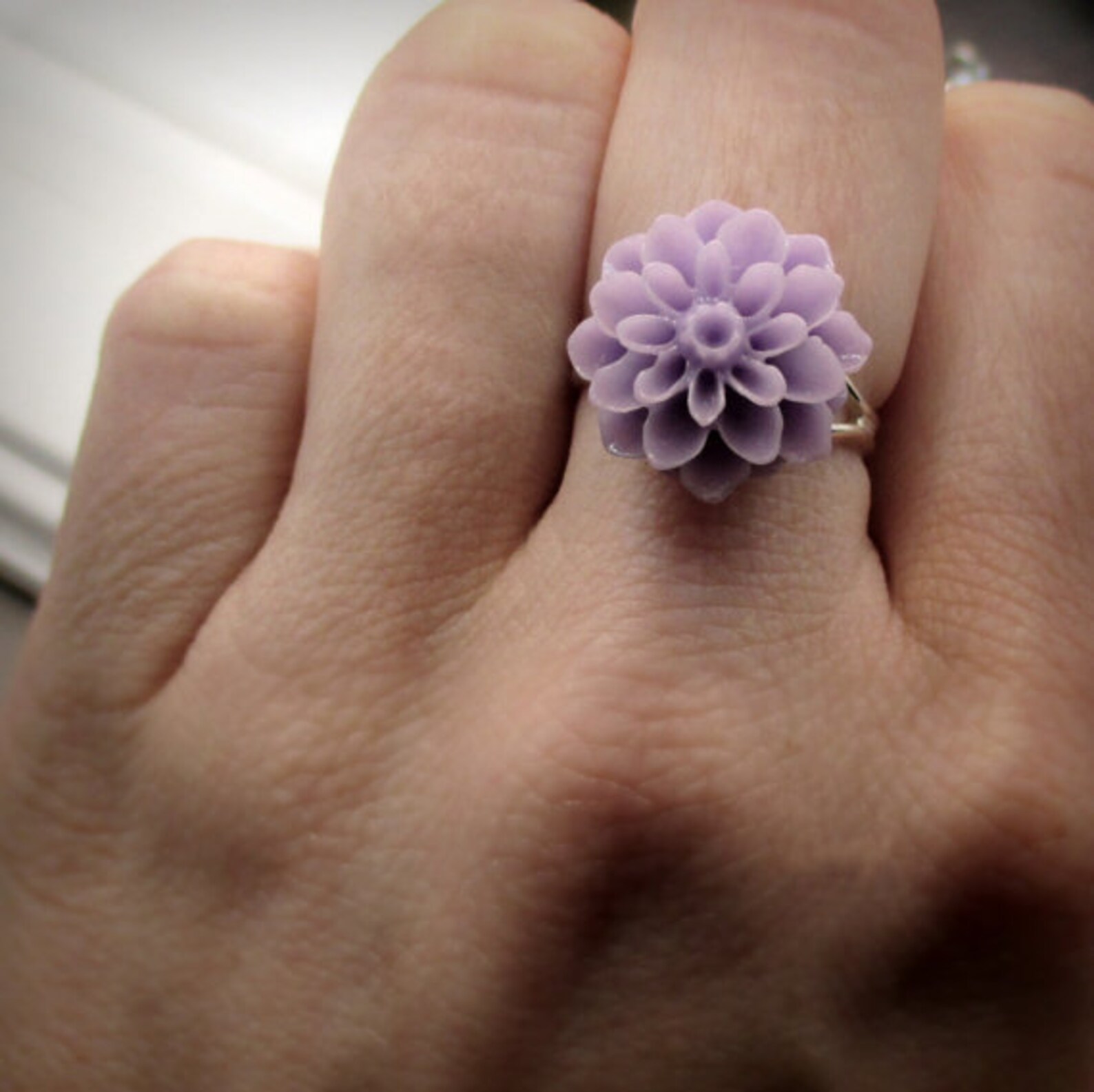 Purple Flower Ring Purple Flower Ring Rose Ring Adjustable Etsy