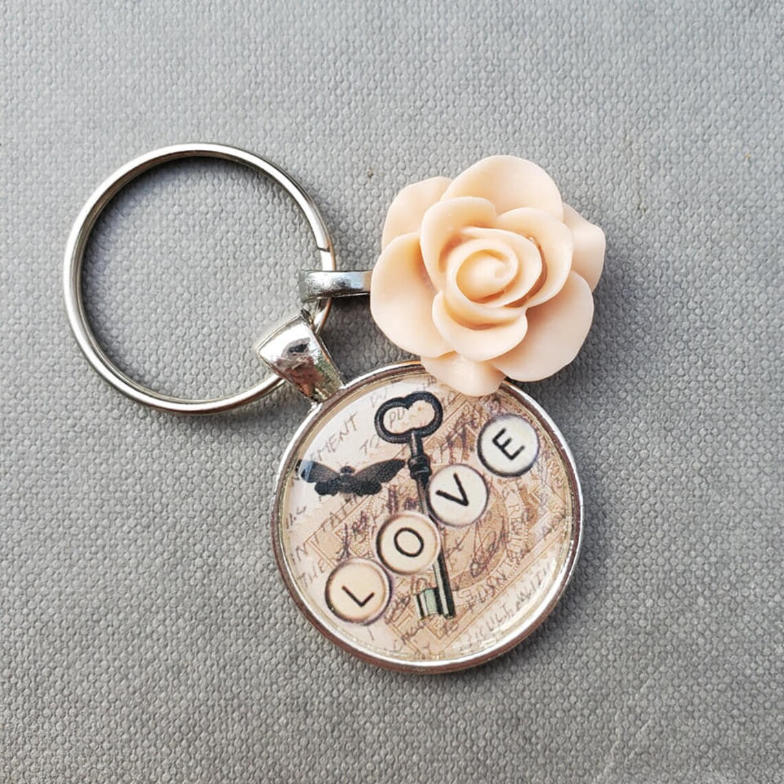 Rose Keychain Pendant Gift for Her Gift for Women Flower Etsy Norway