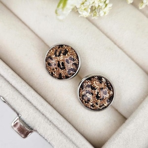 Leopard Print Stud Earrings: Hypoallergenic Stainless Steel Posts