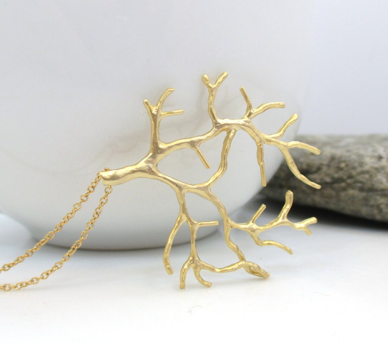 Gold Branch Layering Necklace, Nature Inspired Modern Jewelry, Gift for Her image 2