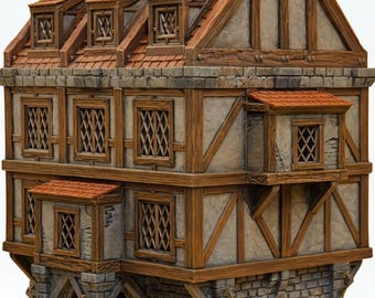 Modular Medieval Inn 3D Printed Terrain D&D Pathfinder Tabletop RPG Tavern Scene