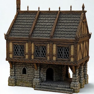 Merchant House 3 Level Modular 3D Printed Terrain D&D Pathfinder Medieval Town RPG Wargaming image 1