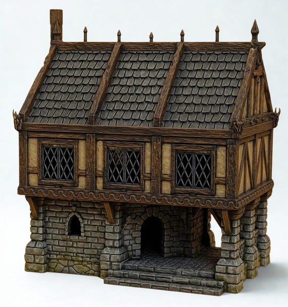 Merchant House 3 Level Modular 3D Printed Terrain D&D Pathfinder Medieval Town RPG Wargaming