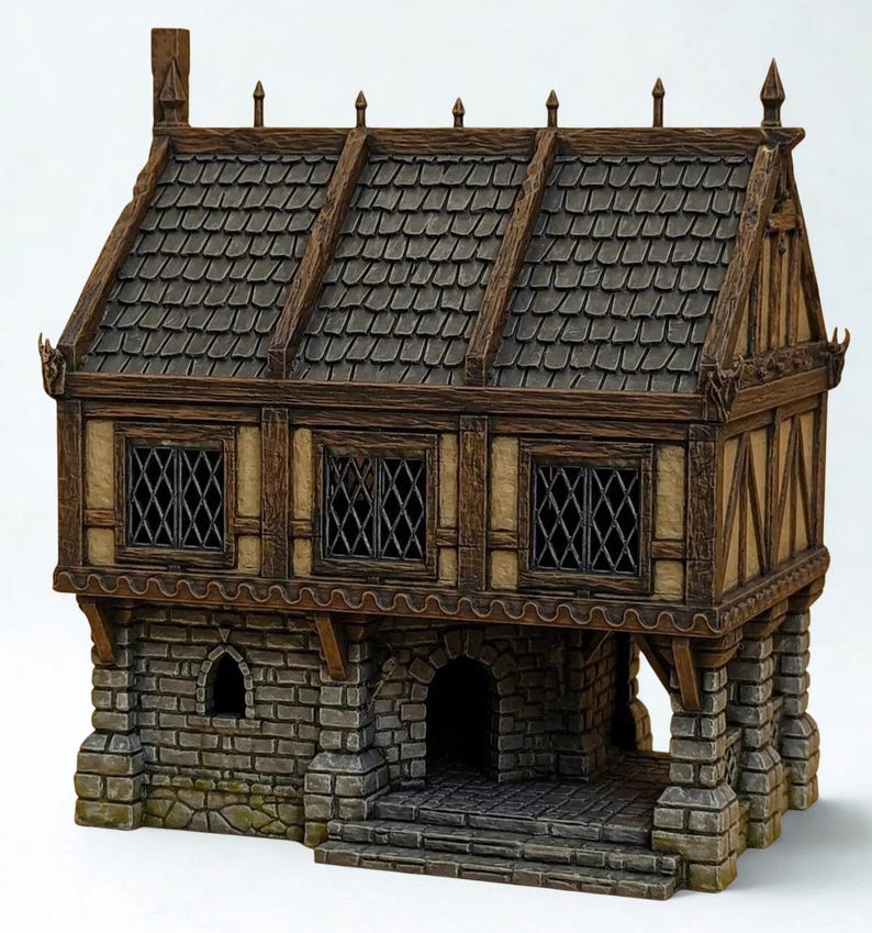 Merchant House 3 Level Modular 3D Printed Terrain D&D Pathfinder Medieval Town RPG Wargaming image 1