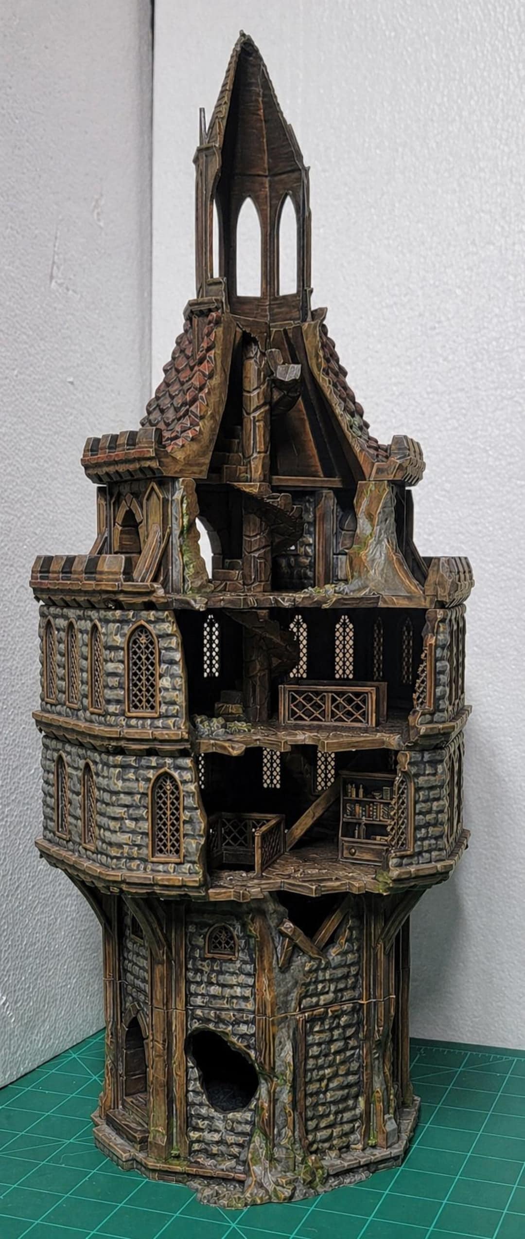 Pathfinder Tower Battle Damaged Wizard Tower 6 Level Modular 3D Printed Terrain D&D ...