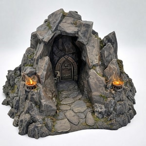 Fantasy Cave Entrance Tabletop Terrain – 28mm 32mm DnD – Rocky Dungeon Door Archway – RPG