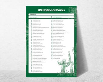 National Park Checklist: US Parks Bucket List (Printable Download)