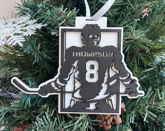 Personalized Hockey Player Christmas Ornament