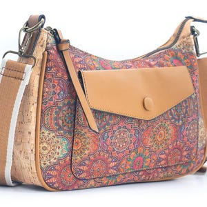 Bolso de corcho colorido, bolso de corcho para mujer, bolso de corcho, bolso vegano, materiales naturales, ecológico, bolso de hombro, bolso con patrón de corcho natural