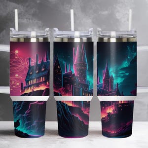 40 oz Magical Wizardry Castle Tumbler Sublimation Design PNG Digital File