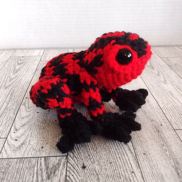 Vibrant Red Dart Frog - Crochet, Amigurumi, Stuffed Animal