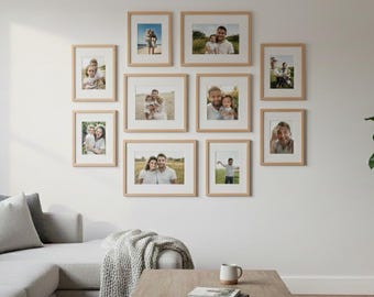 Seseat 10-Piece Gallery Wall Frame Set – 11x14, 8x10, 5x7, 4x6 – Rustic Mixed Wood & Black