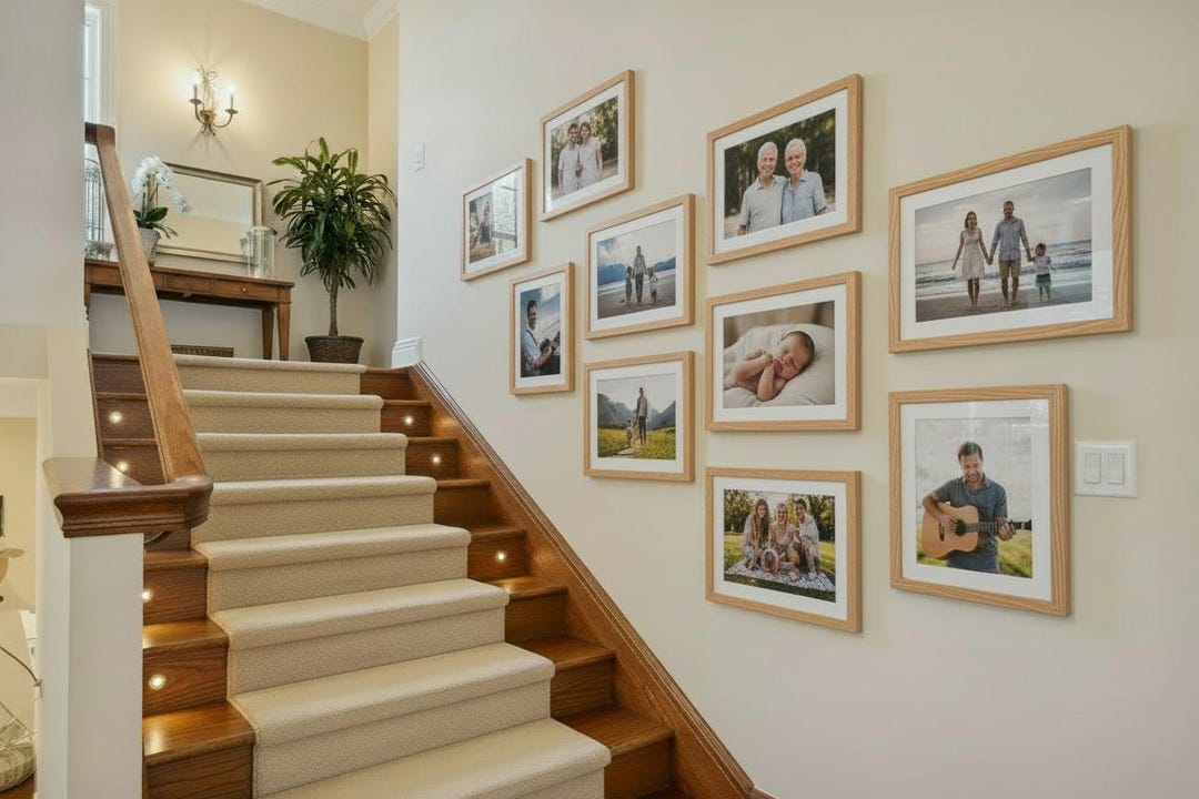 9-piece Stair Wall Photo Frame Set – Modern Gallery Wall for Living ...