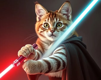 Póster digital de Kitty Won Kenobi