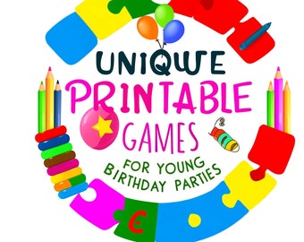 Juegos imprimibles únicos para fiestas de cumpleaños de niños pequeños